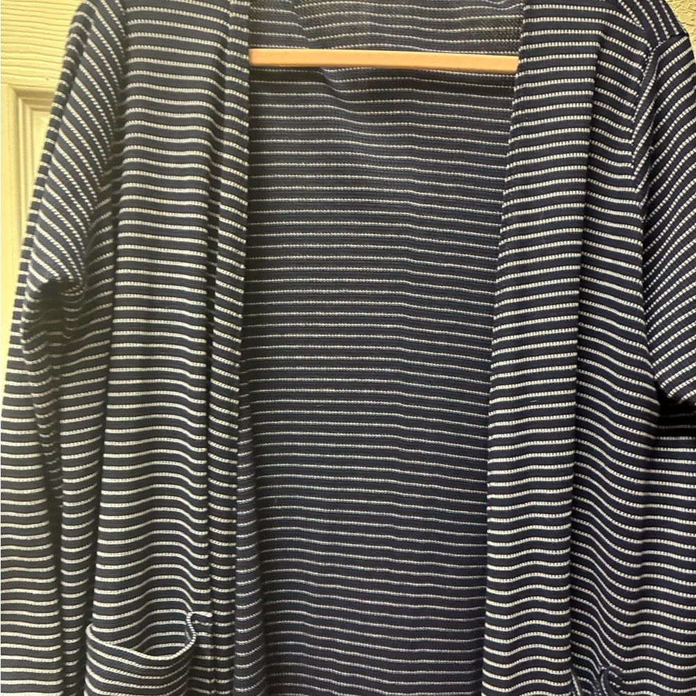 Striped Blue and White Women's long cardigan